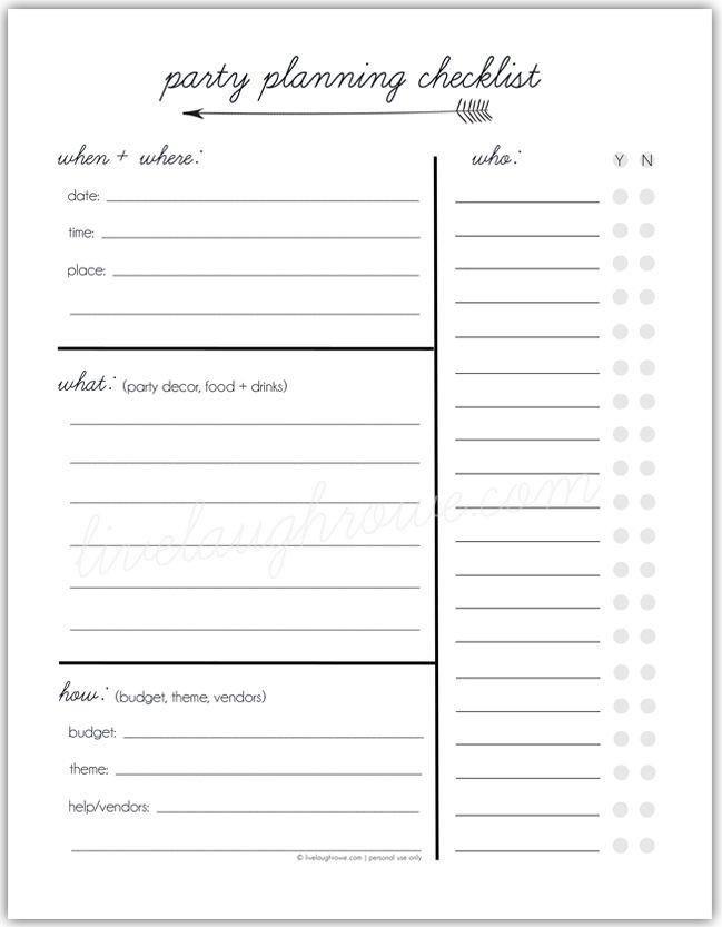 Party Plan Template Party Planning Tips &amp; Printable Checklist Livelaughrowe