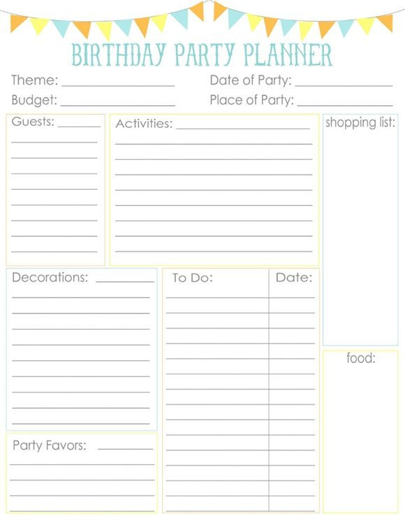 Party Plan Template Pin On Lists Planners Printables