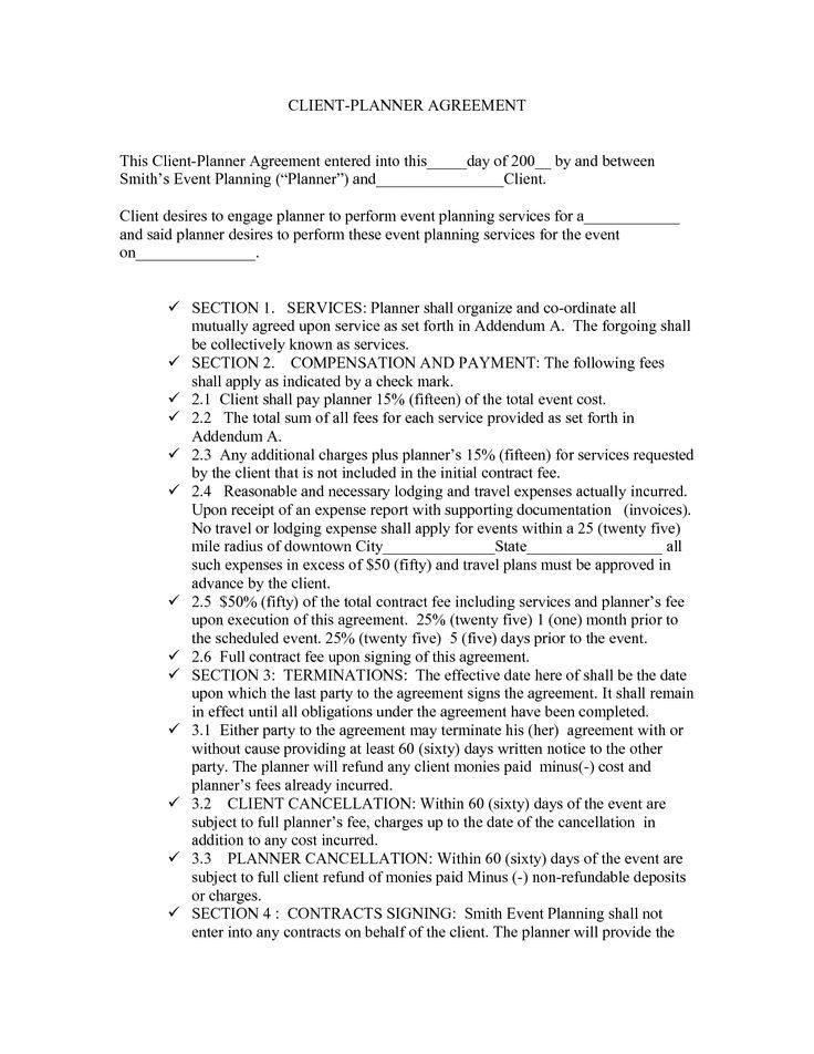 Party Planner Contract Template Party Planner Contract Template Google Search