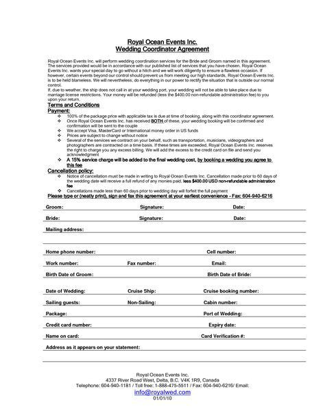 Party Planner Contract Template Wedding Planner Contract Sample Templates