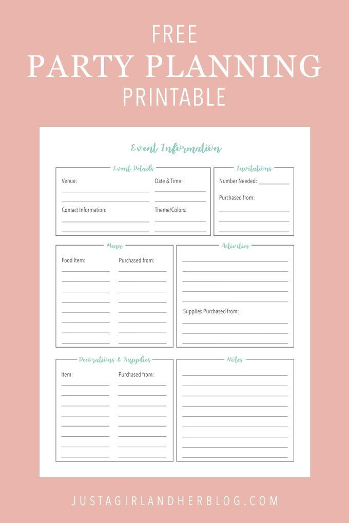 Party Planner Template Party Planning organized with Free Printables
