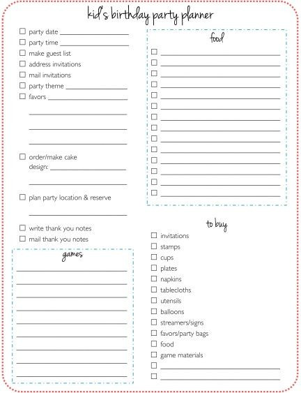 Party Planning Template 11 Free Printable Party Planner Checklists