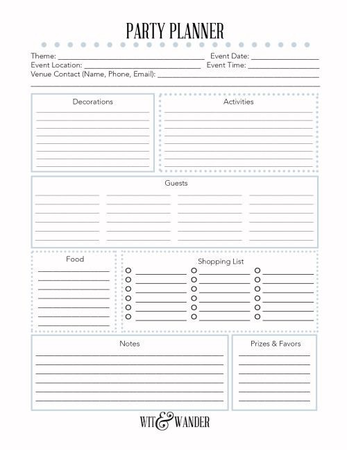 Party Planning Template Free Pin On Printables