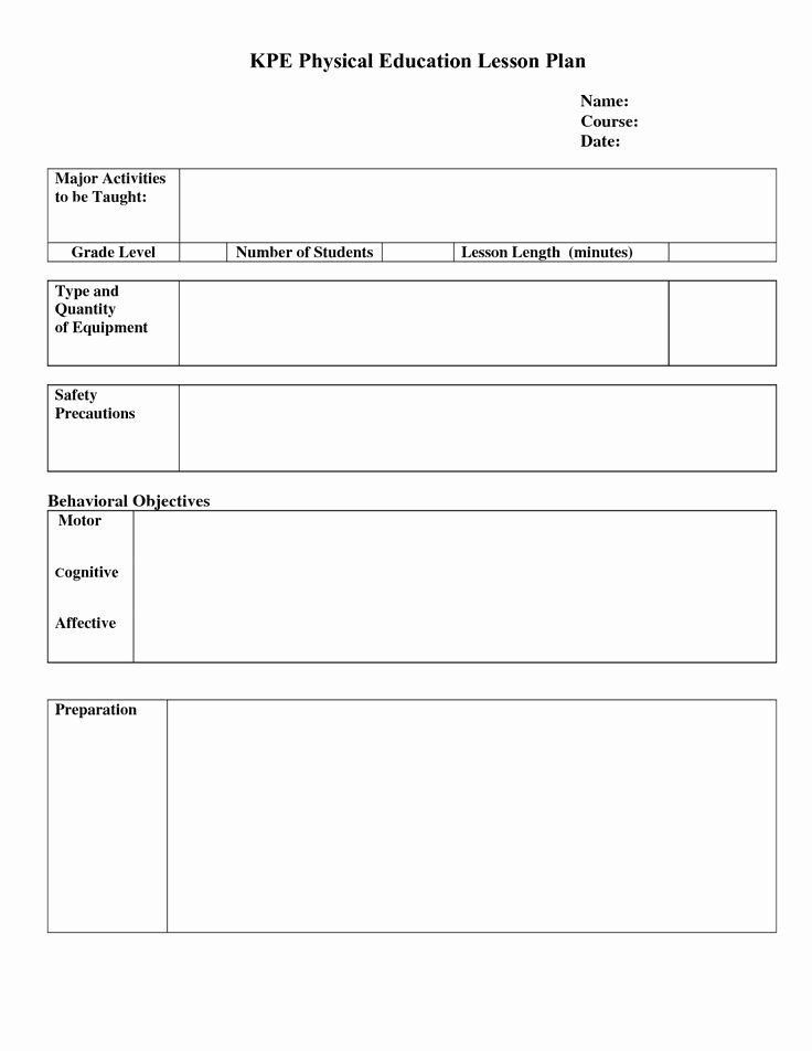 Pe Lesson Plan Template Blank Lesson Plan Template for Elementary Best 1000 Ideas About