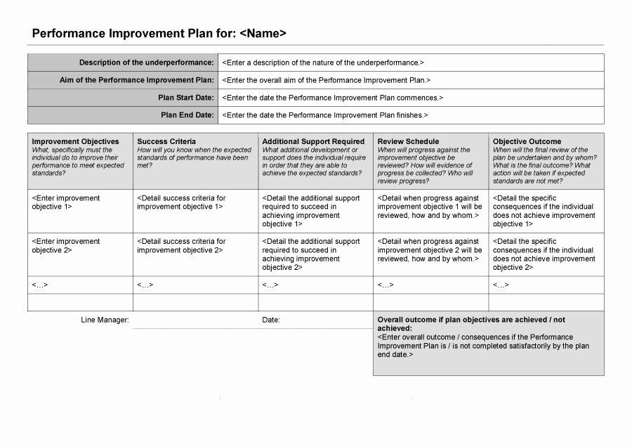 Performance Improvement Plan Template Excel Employee Performance Improvement Plan Template Unique 40
