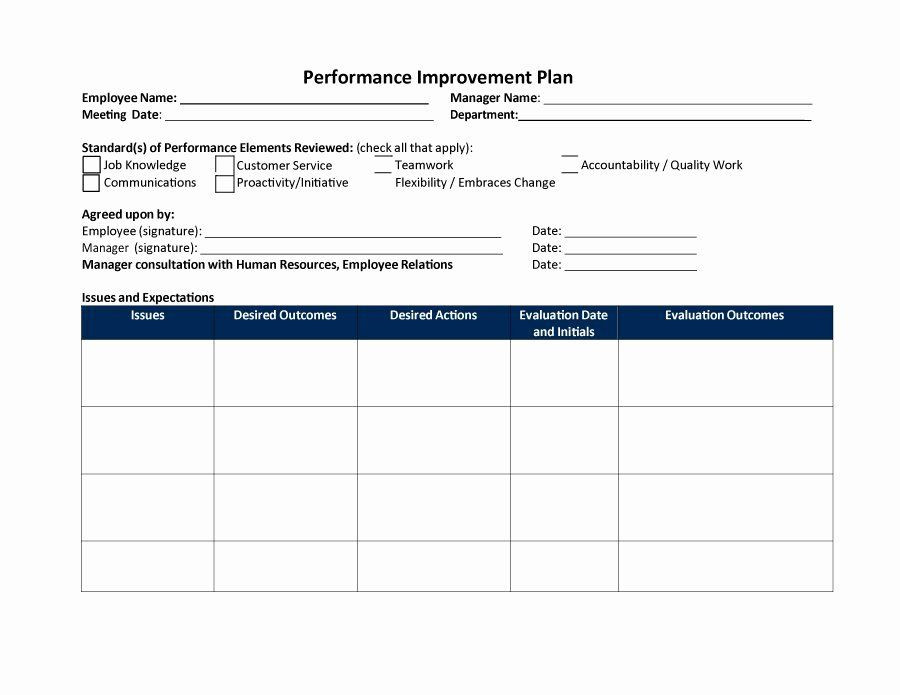 Performance Improvement Plan Template Word Employee Performance Improvement Plan Template Best 40