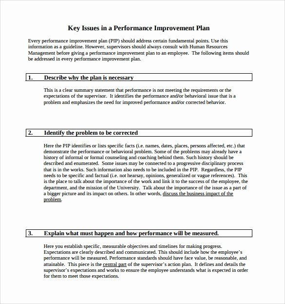 Performance Improvement Plans Template Sample Performance Improvement Plan Template Awesome Free 11