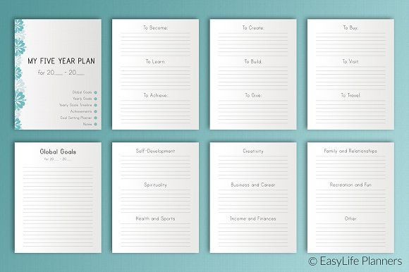 Personal Five Year Plan Template Five Year Plan 7x9 Printable