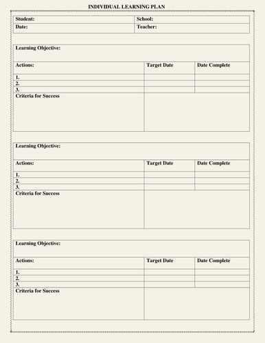 Personalized Learning Plan Template Personal Learning Plan Template Beautiful Individual