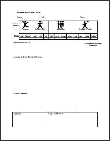Phys Ed Lesson Plan Template Pin On Physical Education