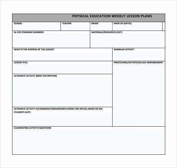 Physical Education Lesson Plan Template Physical Education Lesson Plans Template New Sample Physical