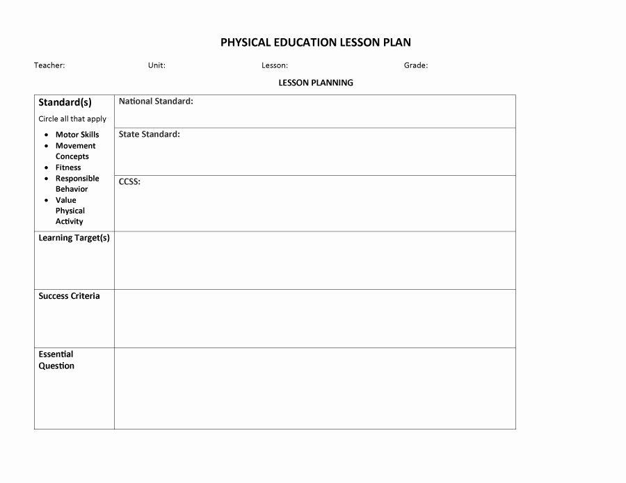 Physical Education Lesson Plans Template Physical Education Lesson Plans Template Luxury 44 Free