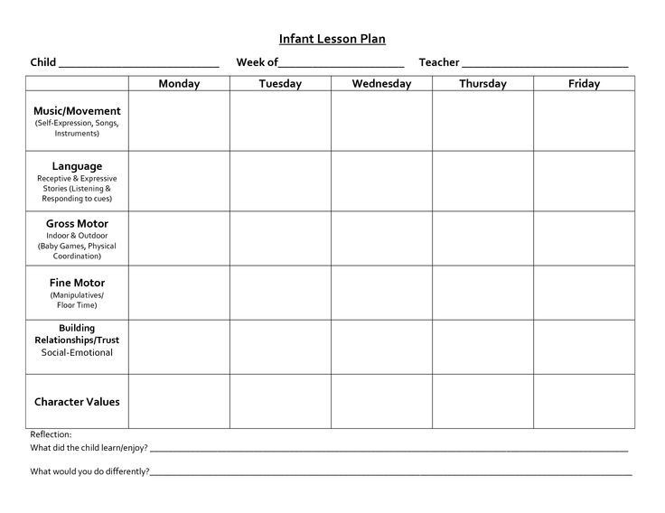 Preschool Blank Lesson Plan Template Blank Infant Lesson Plan Template Cakepins