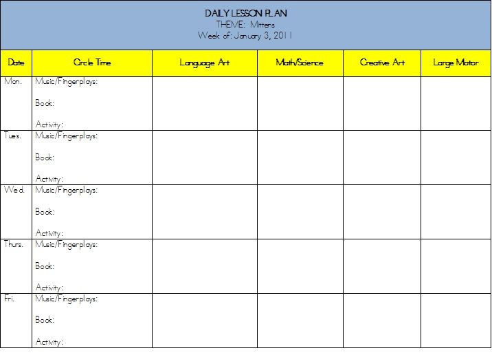 Preschool Monthly Lesson Plan Template Planning Marvelous Mitten Activities for Preschool