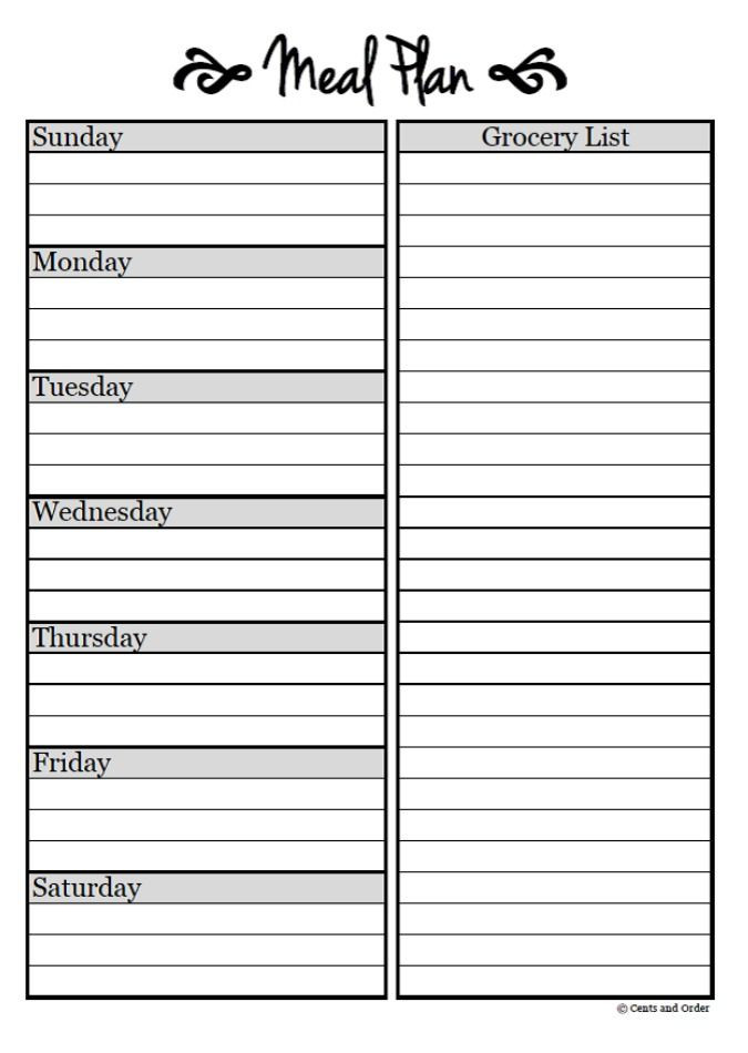 Printable Menu Planning Template Meal Planning Free Weekly Menu Planner Printable