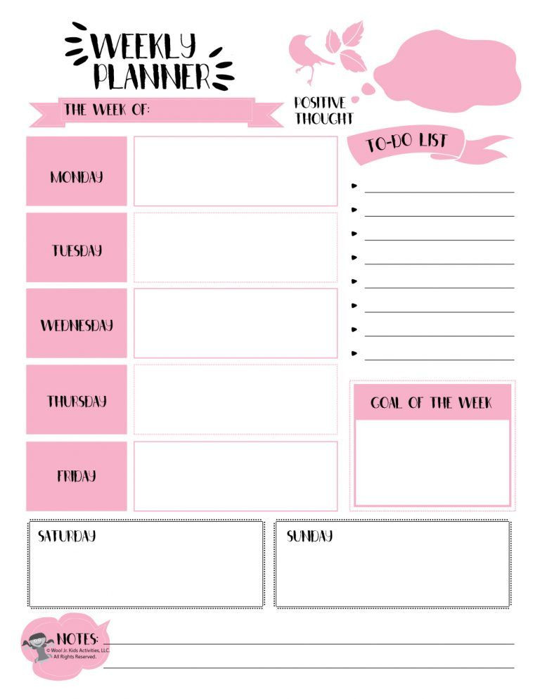 Printable Planner Template Pink Weekly Planner Printable