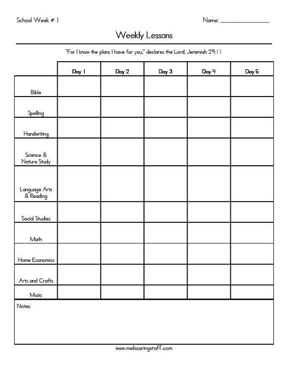 Printable Weekly Lesson Plan Template Homeschool Planning Sheets Google Search