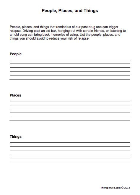 Relapse Prevention Worksheets For Adults