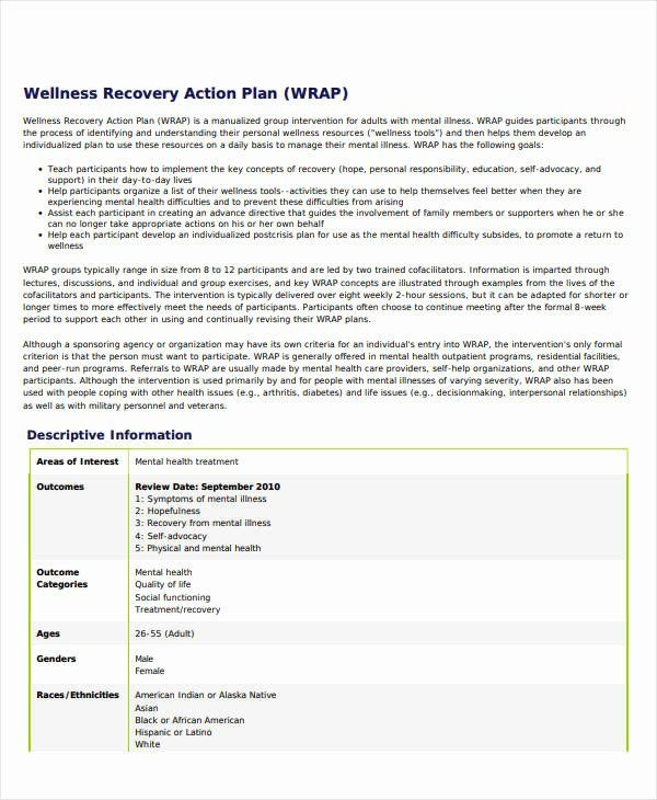 Relapse Prevention Plans Template Wellness Recovery Action Plan Pdf Unique 11 Wellness