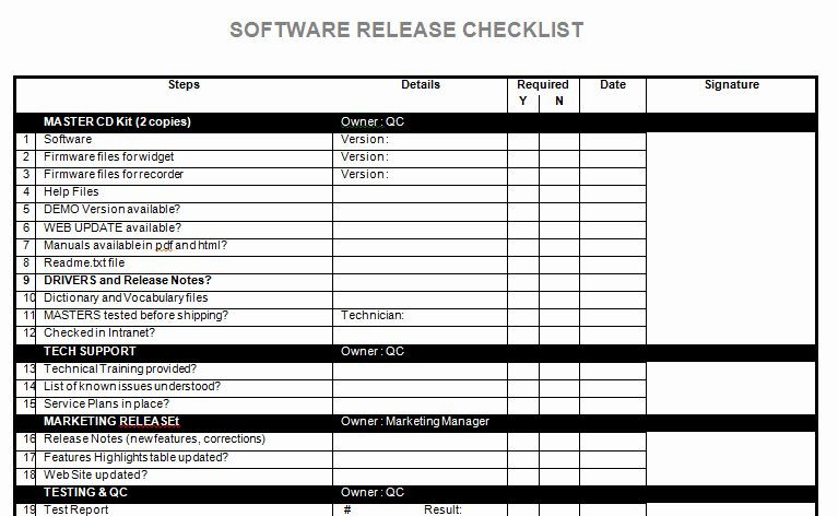 Release Plan Template Excel Release Plan Template Excel Unique software Release Notes