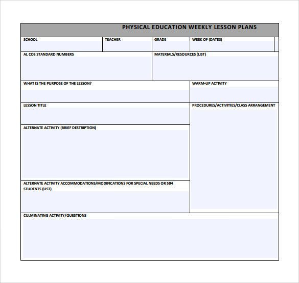 Resource Room Lesson Plan Template Physical Education Lesson Plan Template Luxury Sample
