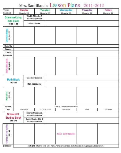 Resource Room Lesson Plan Template Third Grade Mon Core Lesson Plan Template