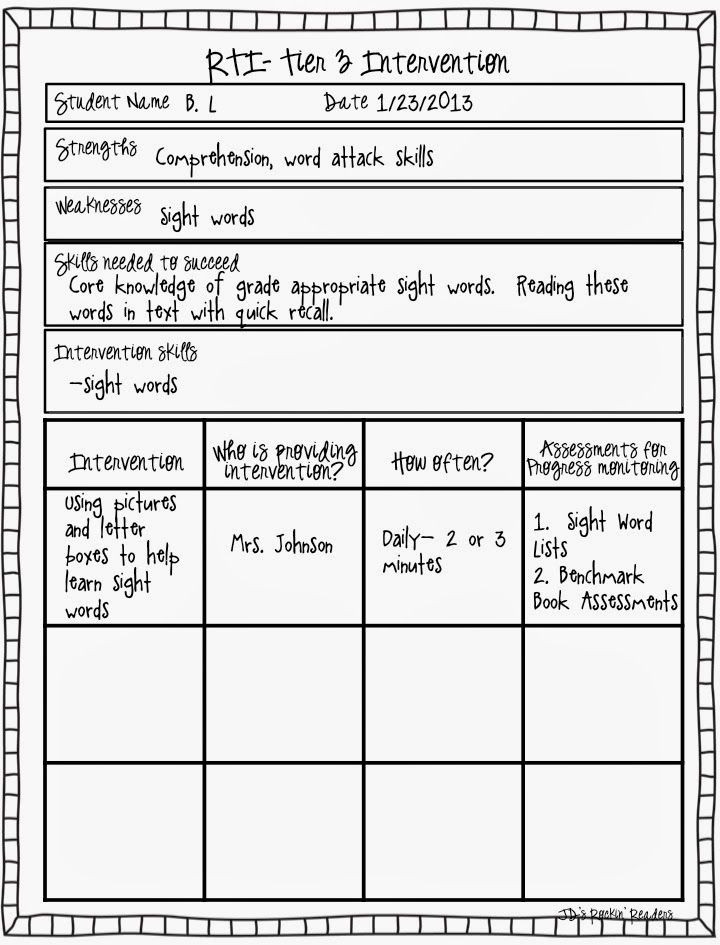 Rti Lesson Plans Template Adventures In Literacy Land Rti Documentation Tier 3
