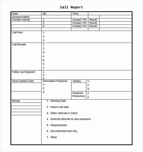 Sales Call Planning Template Sales Calling Plan Template Unique 14 Sales Call Report