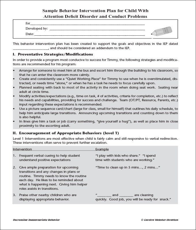 Sample Behavior Intervention Plan Template Pin On Examples Lesson Plan Templates