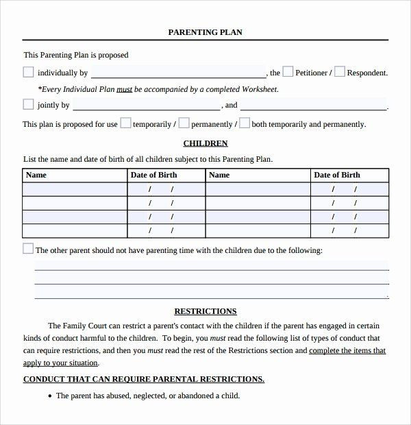 Sample Parenting Plan Template 90 Day Action Plan Template Beautiful 18 Examples 30 60