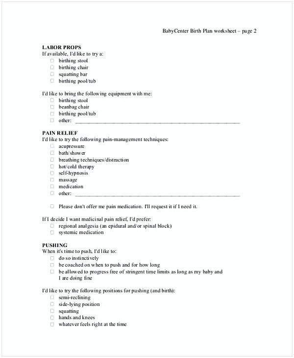 Simple Birth Plan Template 51 Free Download Birth Plan Templates for Your Labor Time