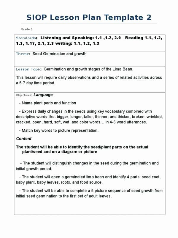 Siop Lesson Plan Template 2 Siop Lesson Plan Template 2 Beautiful Sample Siop Lesson
