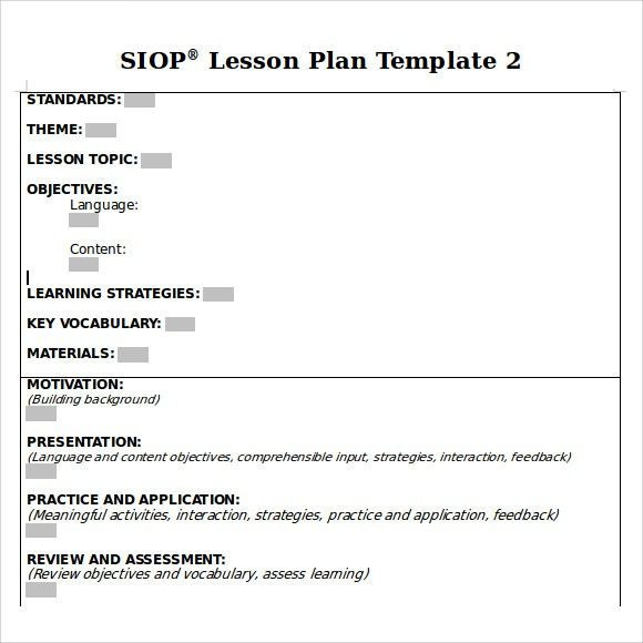Siop Lesson Plan Template 3 Siop Lesson Plan Template 3 Example Here S why You Should