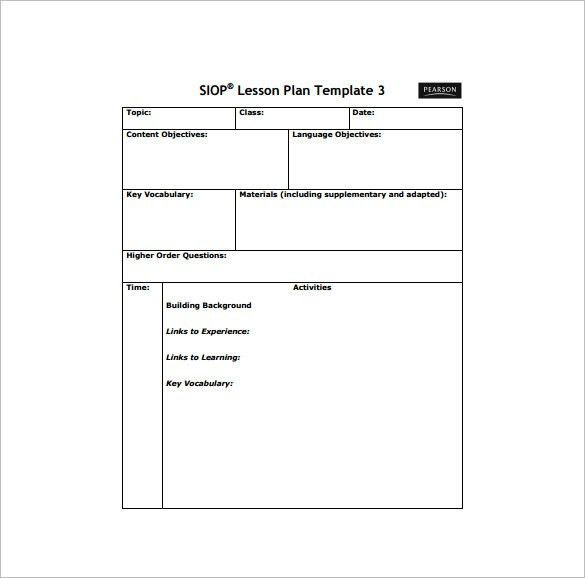 Siop Model Lesson Plan Template Siop Lesson Plan Template Siop Lesson Plan Template Free