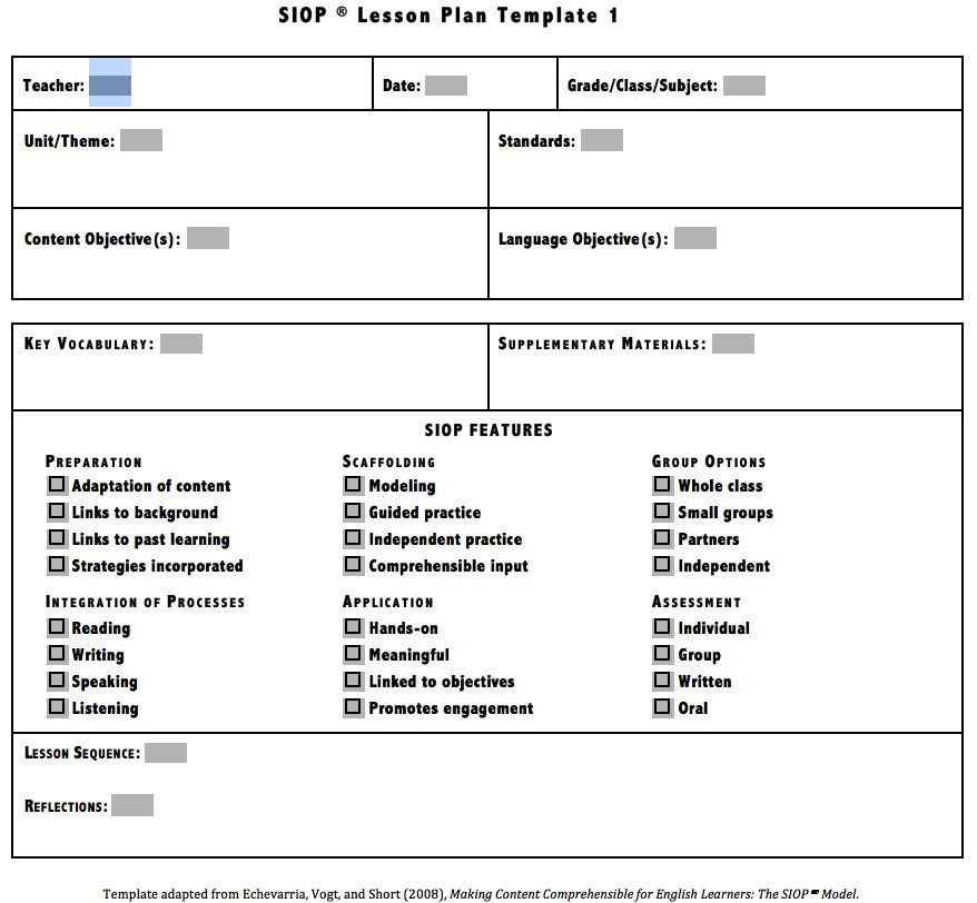 Siop Model Lesson Plan Template Siop Model Lesson Plan Template Inspirational Download Siop