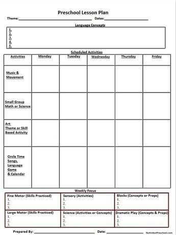 Small Group Lesson Plan Template Printable Lesson Plan Template Nuttin but Preschool