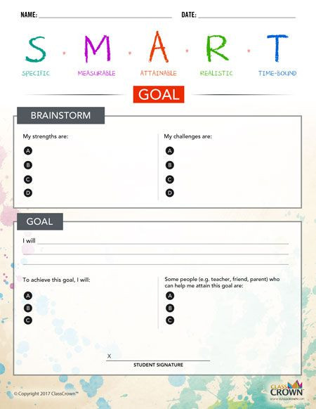 Smart Action Plan Template Smart Goals for Students Classcrown Blog