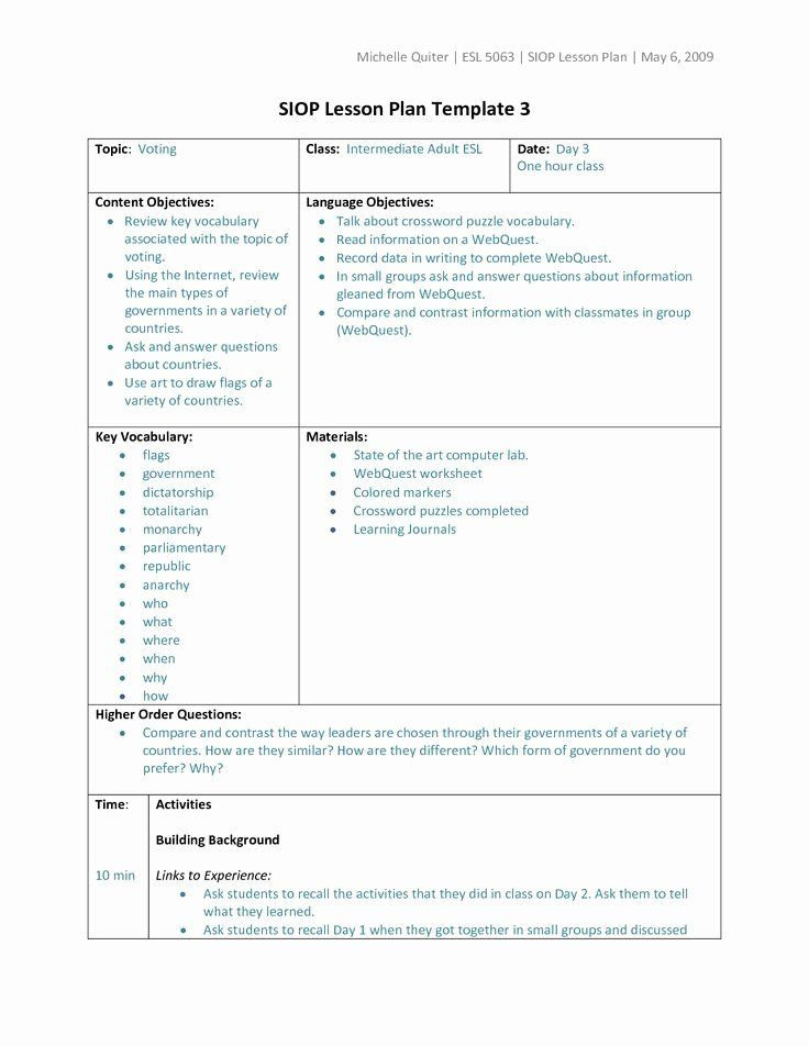 Spanish Lesson Plan Template Science Lesson Plan Template Fresh Types Lesson Plan