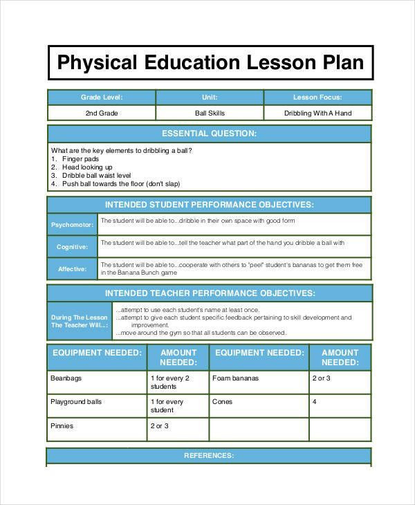 Special Education Lesson Plan Template Pe Lesson Plan Template Beautiful Free 62 Lesson Plan