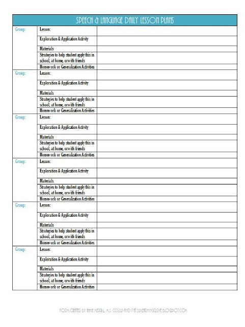 20 Speech Therapy Lesson Plan Template