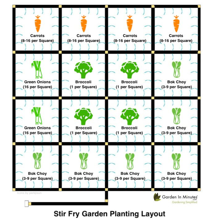 Square Foot Garden Planting Template Stir Fry Garden Planting Layout