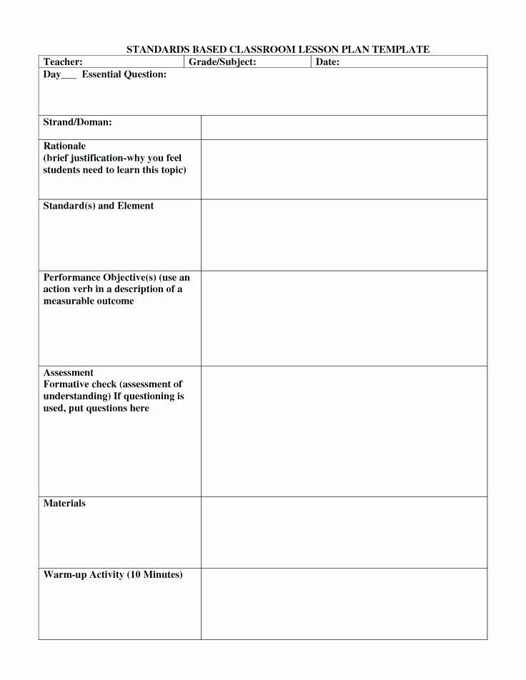 Standards Based Lesson Plan Template Write Lesson Plan Template Unique Standards Based Classroom