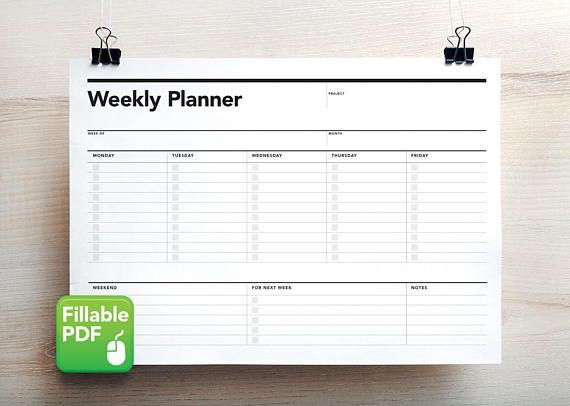 Student Weekly Planner Template Fillable Weekly Planner Student Agenda Pdf Printable to Do
