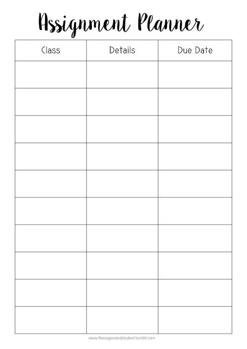 Student Weekly Planner Template Tumblr