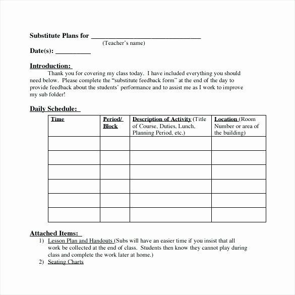 Substitute Teacher Lesson Plan Template Pin On Creating Examples Plan Templates