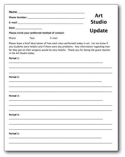 20 Substitute Teacher Lesson Plans Template