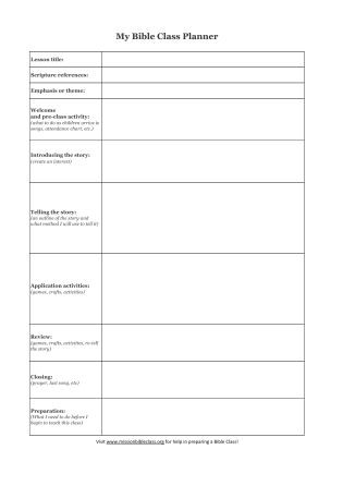 Sunday School Lesson Plan Template Blank Lesson Plan Templates to Print