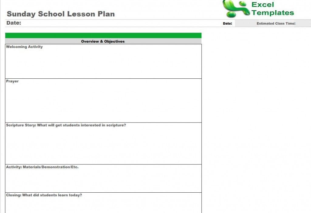 20 Sunday School Lesson Plan Template