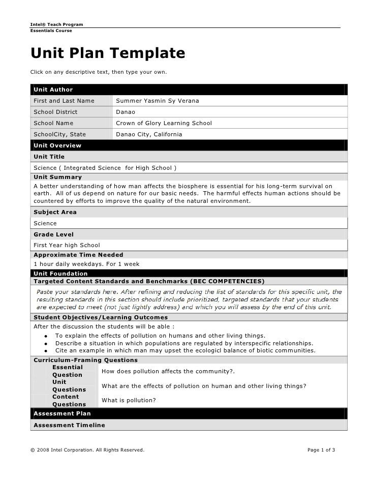 Ubd Lesson Plan Template Word Unit Plan Template Words