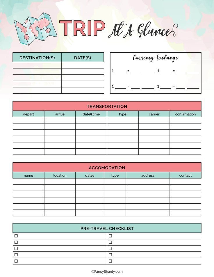 Vacation Planning Template Free Printable Travel Planner California Unpublished to